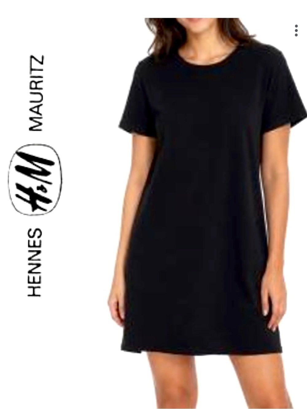H&M Black Cotton T-Shirt Dress